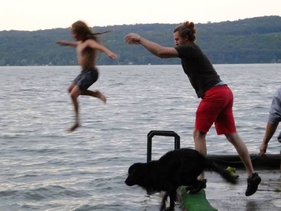Into the lake!