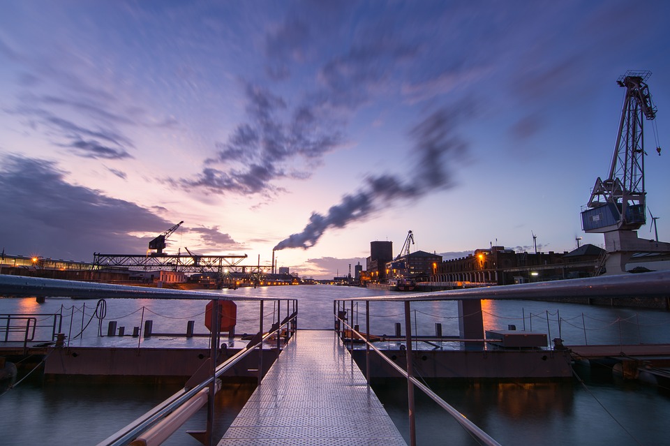 pier + smokestacks